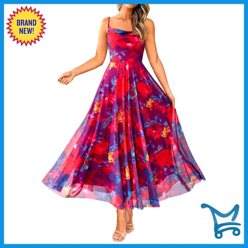 Floral Maxi Dress Elegant Spaghetti Strap Boho Summer Party Beach Long